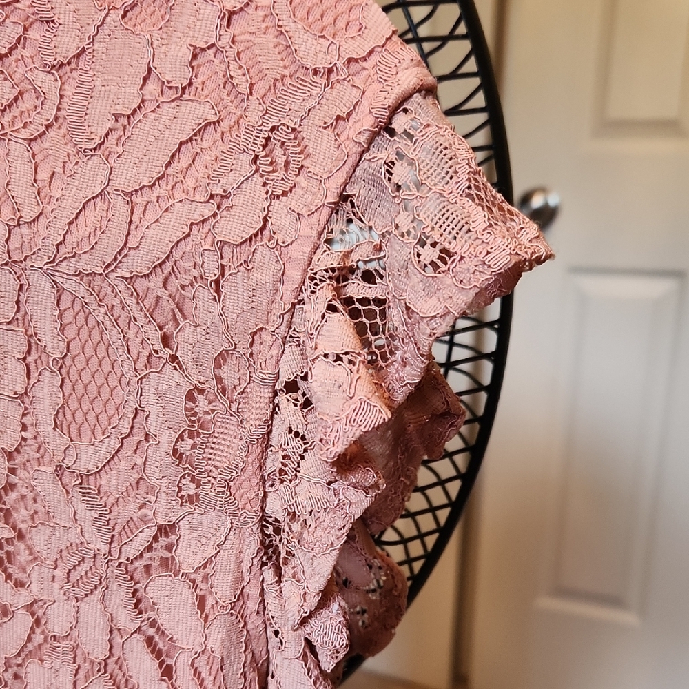 Delicate Dusty Pink Lace Dress Size S - Picture 7 of 16